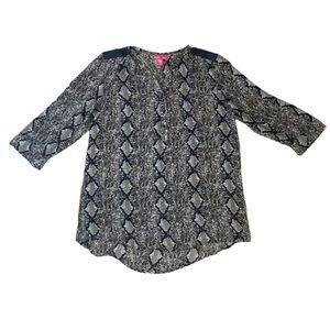 MIX & Co. Reptile Print Long Sleeves Chiffon Blouse Size M